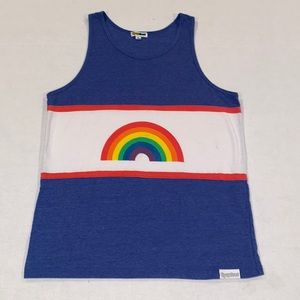 Tipsy elves men’s blue and white with rainbow pride tank top size small